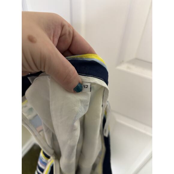 Marcs Tropical Resortwear Striped Cotton Knee Length Skirt Size 12 Coastal - Picture 6 of 7